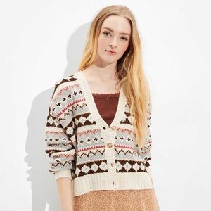 💜 5/$35 American Eagle Soft & Cozy Fairisle Button-Up Cardigan Size XXL